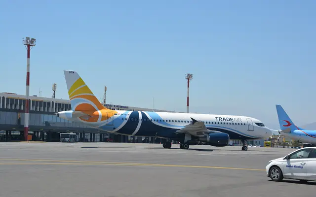 Airliner parked at Heraklion Airport, served by many seasonal airlines
