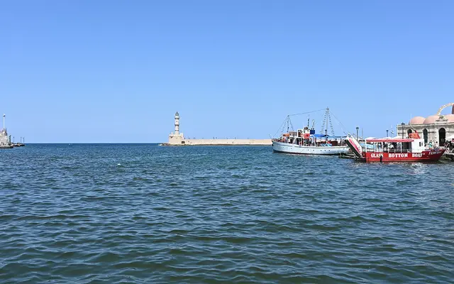 Chania old harbour, about 2 hours by road from Heraklion Airport