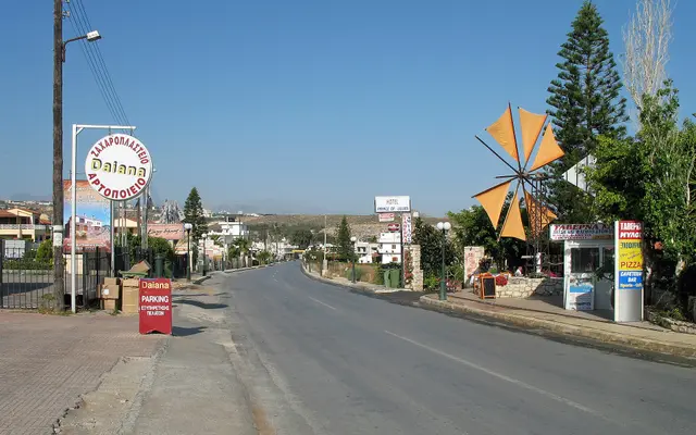 The EO90 national road along the north coast of Crete, near Heraklion Airport