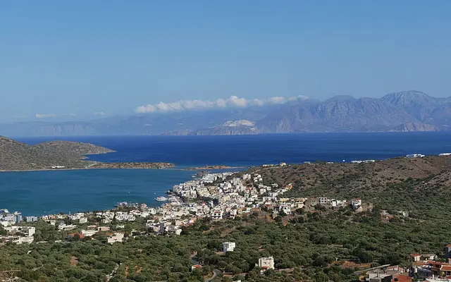 Elounda bay from the hills, east of Heraklion Airport
