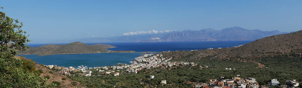 Elounda bay from the hills, east of Heraklion Airport