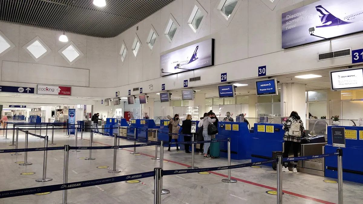 Check-in counters at Heraklion Airport