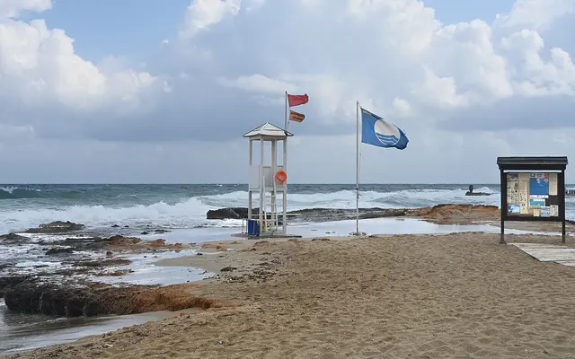 Malia beach, about 35 km east of Heraklion Airport