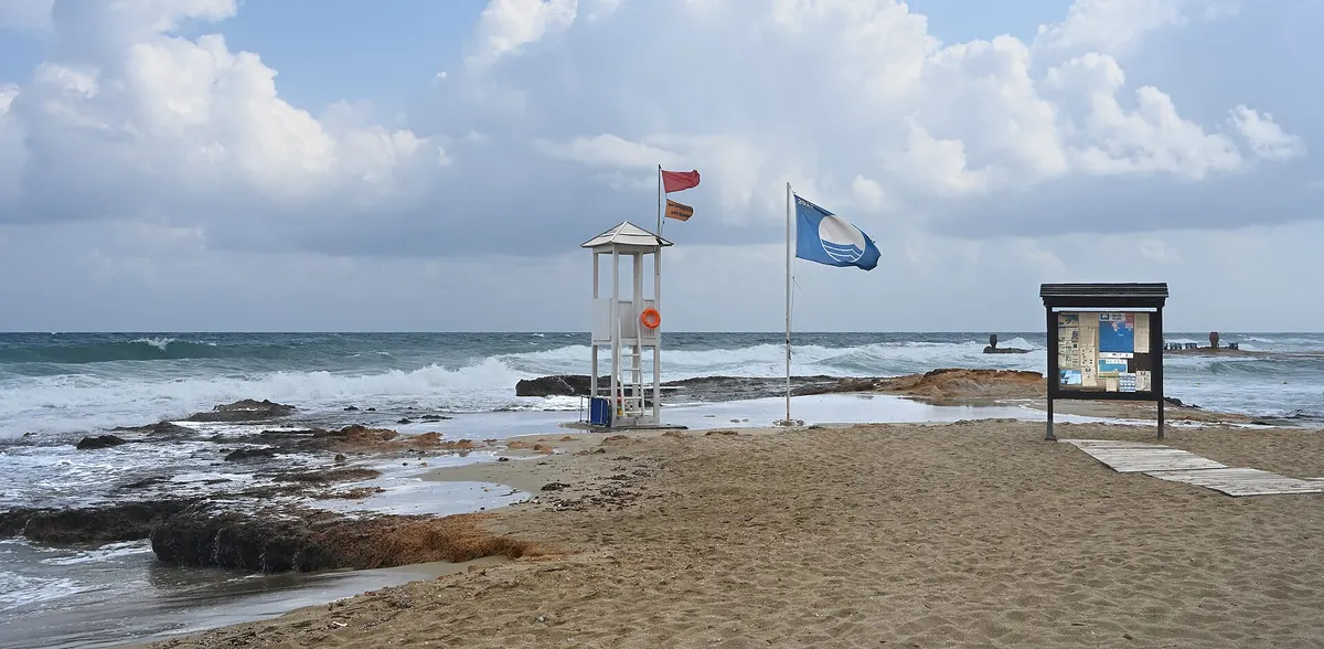 Malia beach, about 35 km east of Heraklion Airport