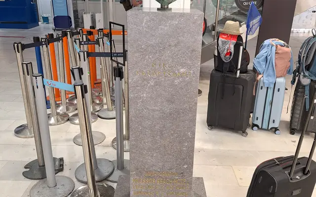 Bust of Nikos Kazantzakis inside Heraklion Airport