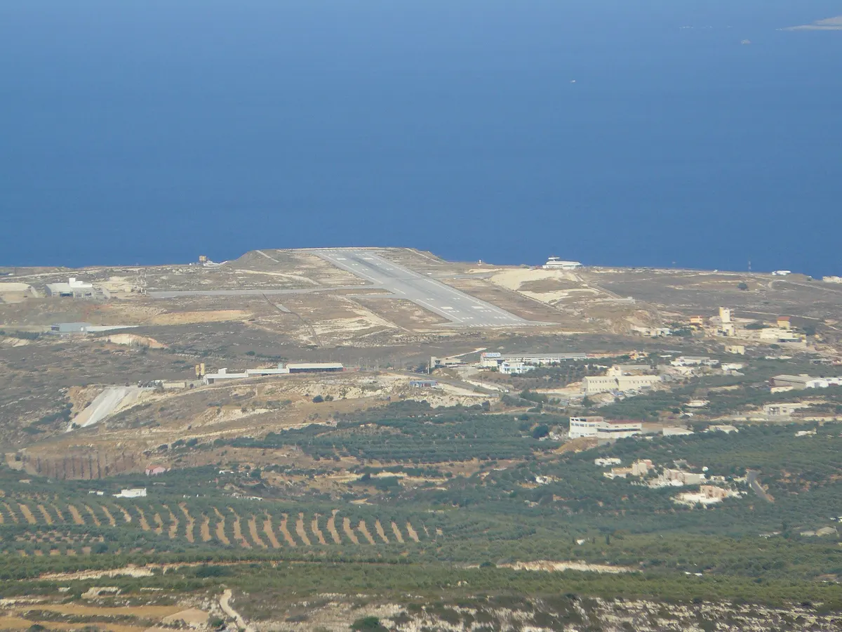 Sitia Airport runway in eastern Crete, one of the three Crete airports with Heraklion Airport