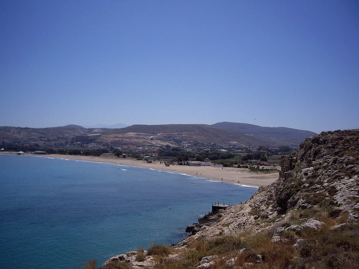 Amnissos beach, illustration of the AKS Minoa Palace area east of Heraklion Airport