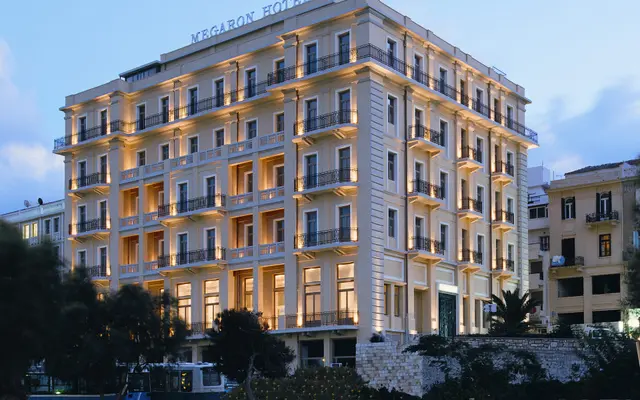 GDM Megaron hotel facade in Heraklion, near Heraklion Airport